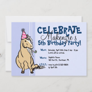 Invitation Fête bleue des filles du Poney