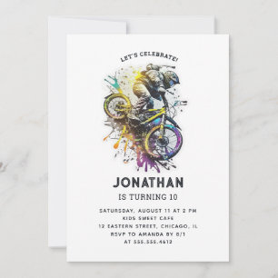 Invitation Fête BMX Vélo Enfants. Anniversaire d'aventure ext
