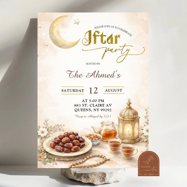 Invitation Fête Boho Beige de l'Iftar de Ramadan (Créateur téléchargé)