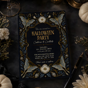 Invitation Fête botanique Halloween Black Gold
