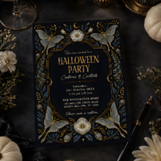 Invitation Fête botanique Halloween Black Gold