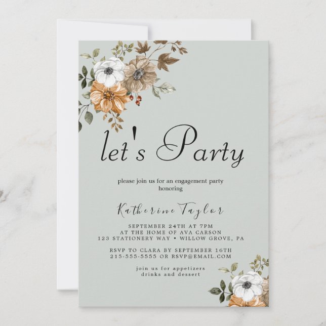 Invitation Fête Bouquet Floral Rustique  (Devant)
