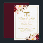 Invitation Fête bourguignonne de graduation en sciences infir<br><div class="desc">Un design floral élégant pour votre célébration de diplôme en sciences infirmières. Ce invitation présente des fleurs d'aquarelle et un dos bordeaux. Le texte et les couleurs peuvent être personnalisés.</div>