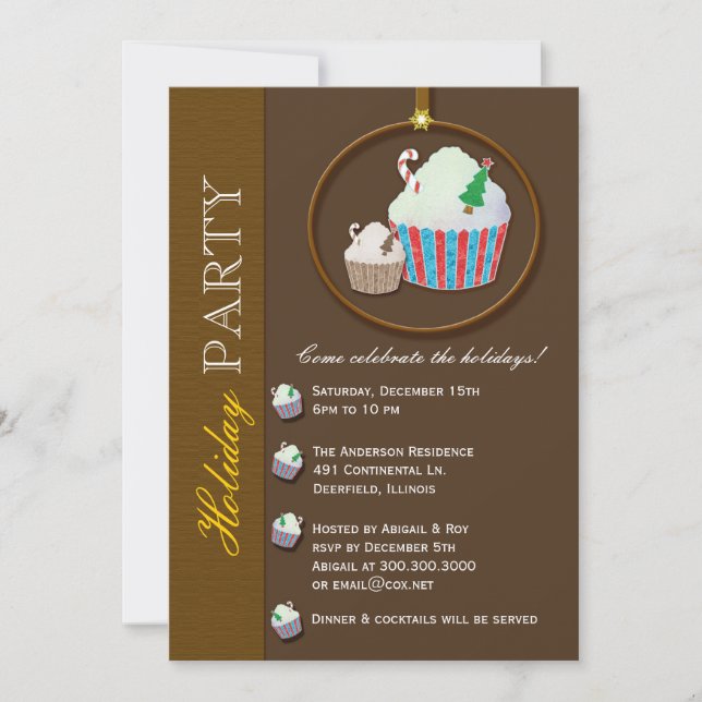 Invitation Fête Brown des fêtes du chocolat de Noël (Devant)
