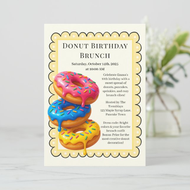 Invitation Fête Brunch Anniversaire | Pancakes & Donuts (Debout devant)