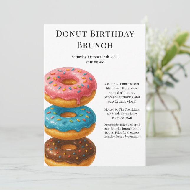 Invitation Fête Brunch Anniversaire | Pancakes & Donuts (Debout devant)