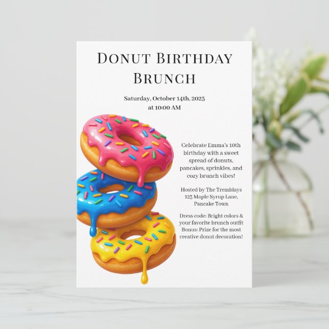 Invitation Fête Brunch Anniversaire | Pancakes & Donuts (Debout devant)