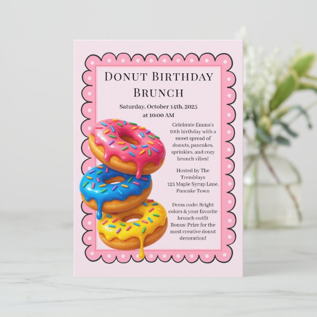 Invitation Fête Brunch Anniversaire | Pancakes & Donuts (Debout devant)