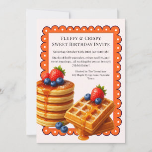 Invitation Fête Brunch Anniversaire   Pancakes & gaufres