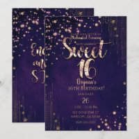 Fête capricieuse "Sweet 16" étoilée pourpre et or