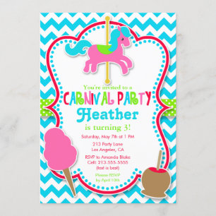 Invitation Fête Carnaval Carousel Horse Anniversaire Invitati
