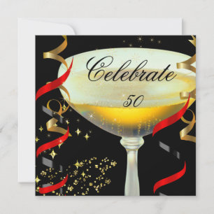 Invitation Fête Champagne Rouge Or Noir Soirée