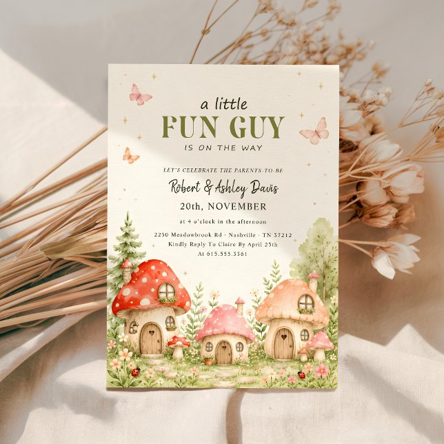 Invitation Fête Champignon Papillon Baby Shower (Créateur téléchargé)