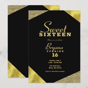 Invitation Fête chic dorée glamour géométrique moderne pour 1