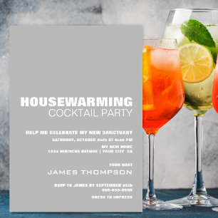 Invitation Fête Cocktail à chaud à la maison Moderne Gris Bla