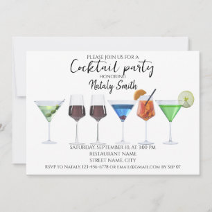 Invitation Fête cocktail aquarelle