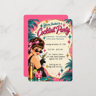 Invitation Fête Cocktail Rétro des Années 1950 Vintage Martin