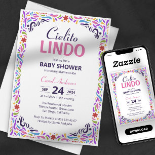 Invitation Fête Colorée Cielito Lindo Baby Shower Mexicain