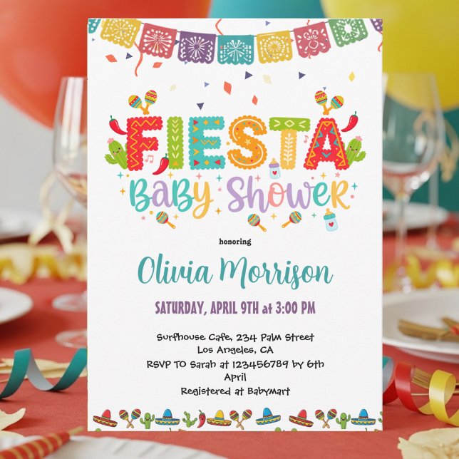 Invitation Fête Colorée pour Bébé Fiesta (Créateur téléchargé)