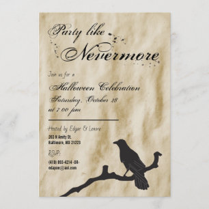 Invitation Fête Comme Nevermore Raven Silhouette Halloween