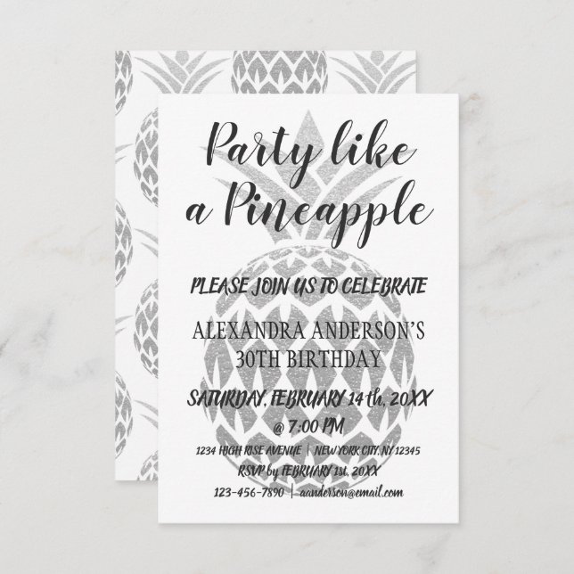 Invitation Fête comme un ananas N'importe quel âge Anniversai (Devant / Derrière)