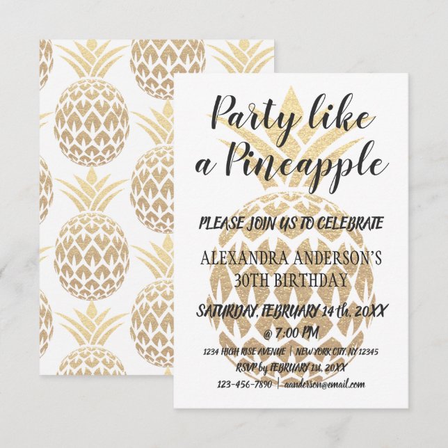 Invitation Fête comme un ananas N'importe quel âge Anniversai (Devant / Derrière)