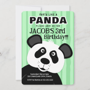 Invitation Fête comme un garçon Panda Fille Anniversaire N'im