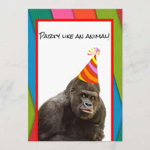 Invitation Fête Comme Un Gorille D'Animaux À L'Anniversaire C