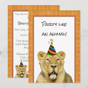Invitation Fête Comme Un Lion Animal Avec Anniversaire Casque