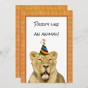 Invitation Fête Comme Un Lion D'Animal Avec Un Anniversaire C