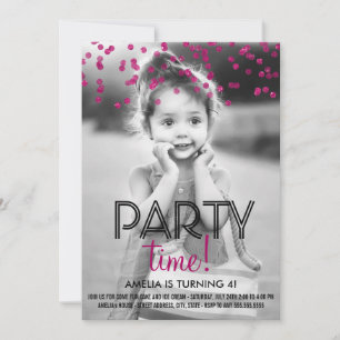Invitation Fête Confetti Heure Photo Anniversaire Fête Invita