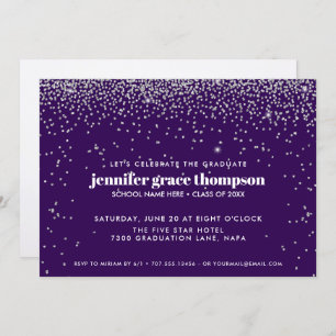 Invitation Fête Confetti Silver and Purple Photo