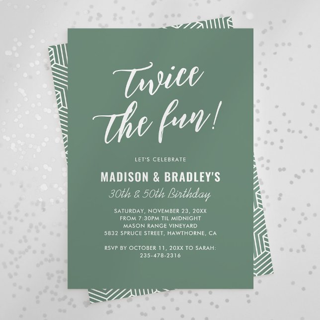 Invitation Fête conjointe d'anniversaire deux fois plus verte (Créateur téléchargé)