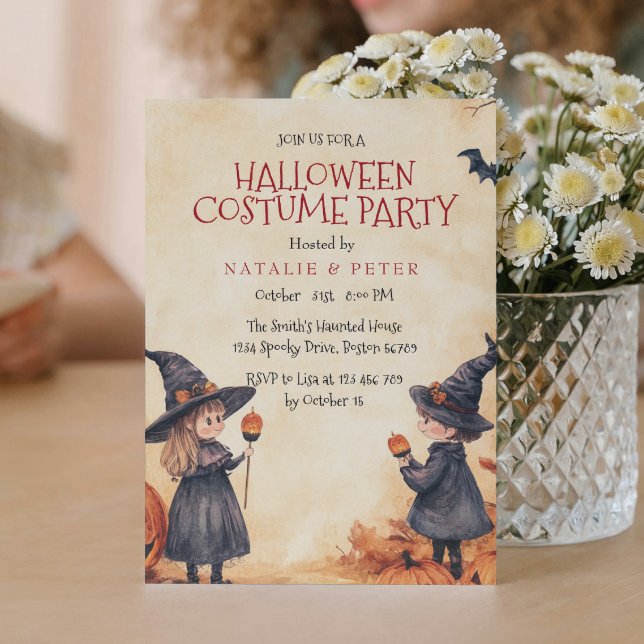 Invitation Fête Costume De Sorcière Et Fille Halloween (Créateur téléchargé)