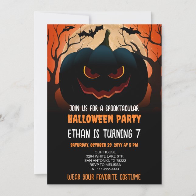 Invitation Fête Costume Halloween fête d'anniversaire (Devant)