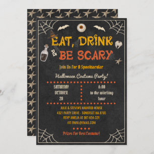 Invitation Fête Costume Halloween, Manger Boire & Etre Effray