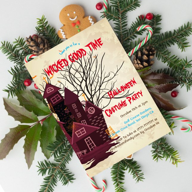 Invitation Fête Costumée de Maison Hantée Halloween Économiqu (Créateur téléchargé)