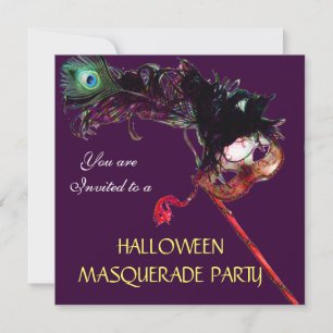 Invitation FÊTE COSTUMÉE D'HALLOWEEN,Noir Violet