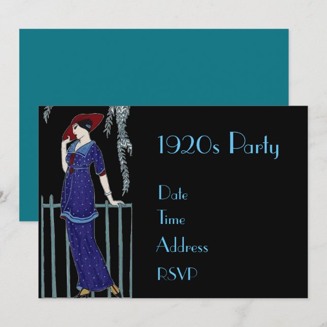 Invitation Fête costumée Gatsby des années 1920 (Devant / Derrière)