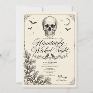 Invitation Fête crâne Halloween gothique vintage squelette co