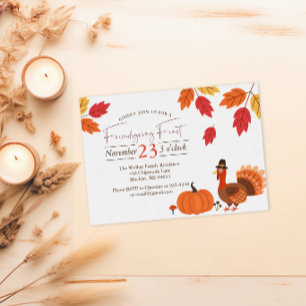 Invitation Fête d'Action d'Ami Editable Feuilles d'automne