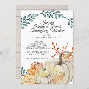 Invitation Fête d'action de grâces Feuille d'automne rustique
