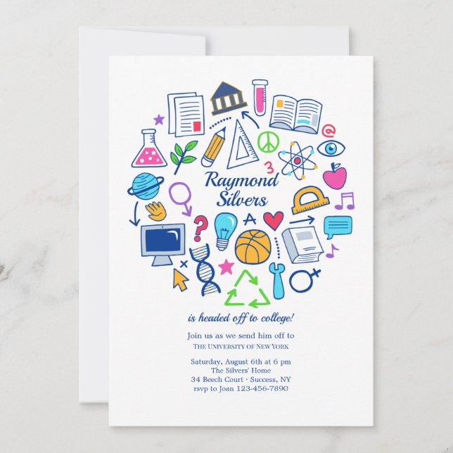 Invitation Fête d'adieu avant le départ pour l'université (Devant)