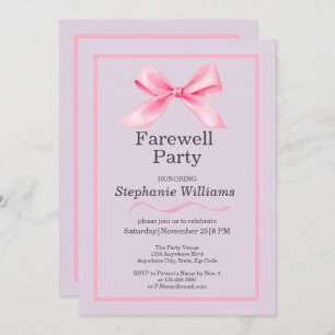 Invitation Fête d'adieu des femmes Moderne Elegant Rose Bow
