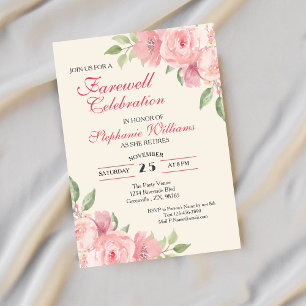 Invitation Fête d'adieu élégante aux fleurs de rose pour femm