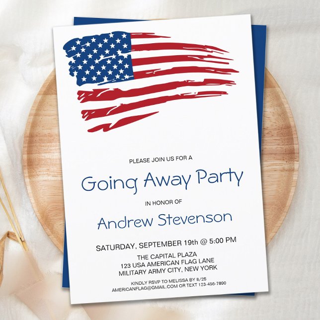 Invitation Fête d'adieu militaire Drapeau américain fête USA (Créateur téléchargé)