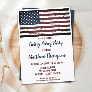 Invitation Fête d'adieu militaire drapeau américain USA