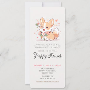 Invitation fête d'adoption de chien corgi chiot douche
