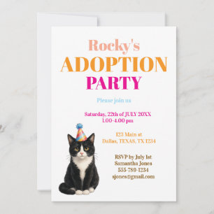 Invitation Fête d'adoption Jour de prise Smoking Chat