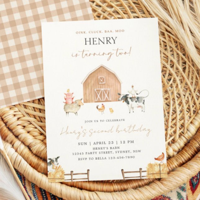 Invitation Fête d'animaux de ferme pour les 2 ans de la grang (Créateur téléchargé)